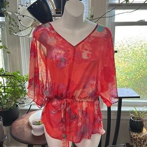 a.n.a Floral & Flowy Blouse with Waist Tie
